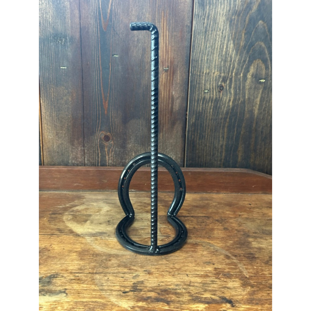 Handmade Rustic Horseshoe Paper Towel Holder Counter Top Stand Western Decor